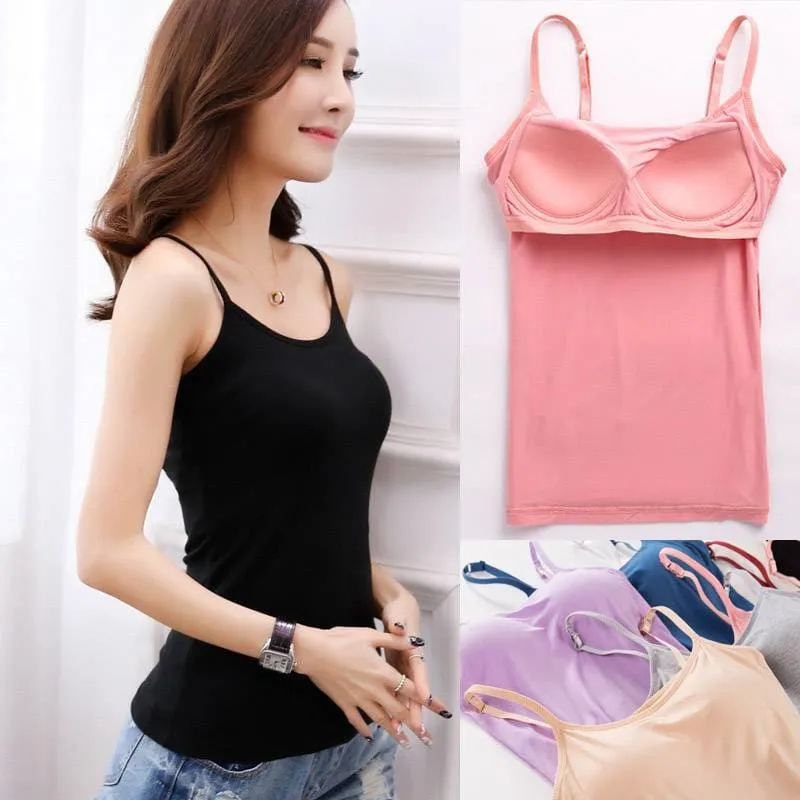 2pack Built-in Padded Bra Adjustable Strap Cami Top