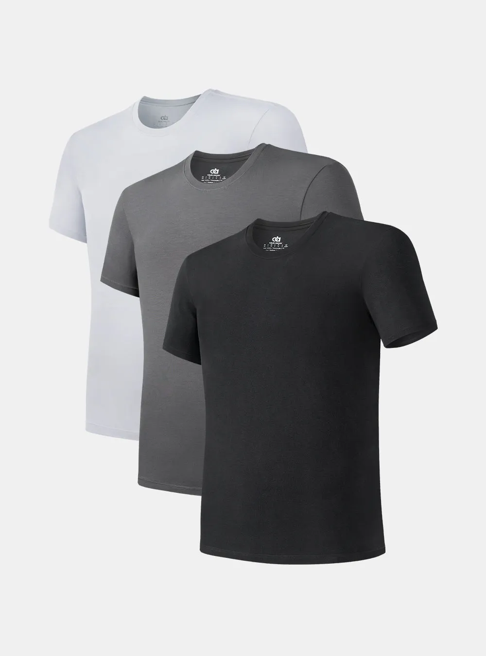 3 Pack Bamboo Rayon Fiber Lightweight Round Crew Neck T-Shirts