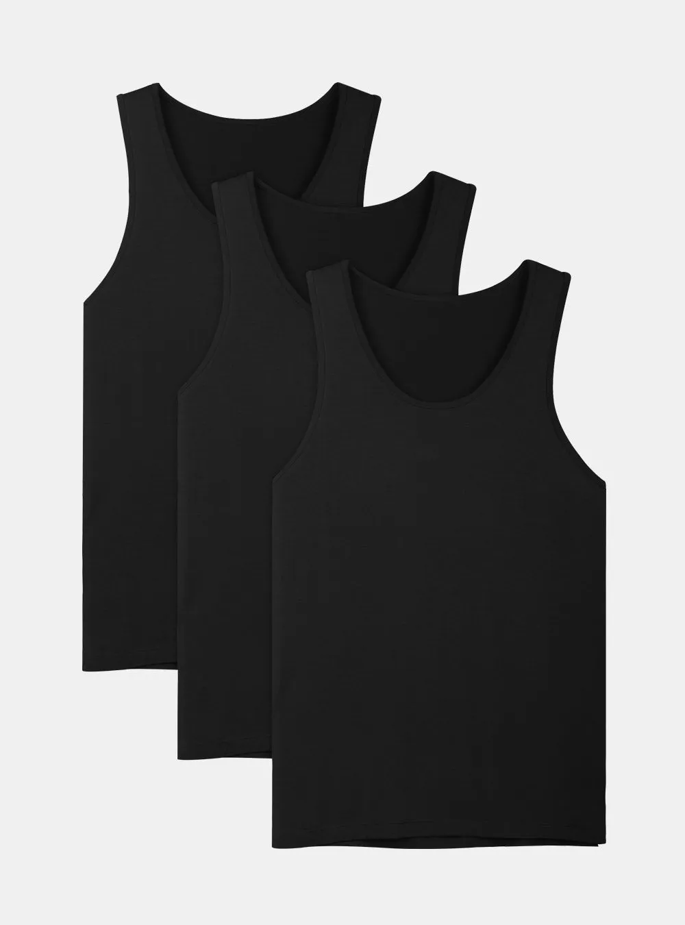 3 Packs Bamboo Rayon Crew Neck Tank Tops