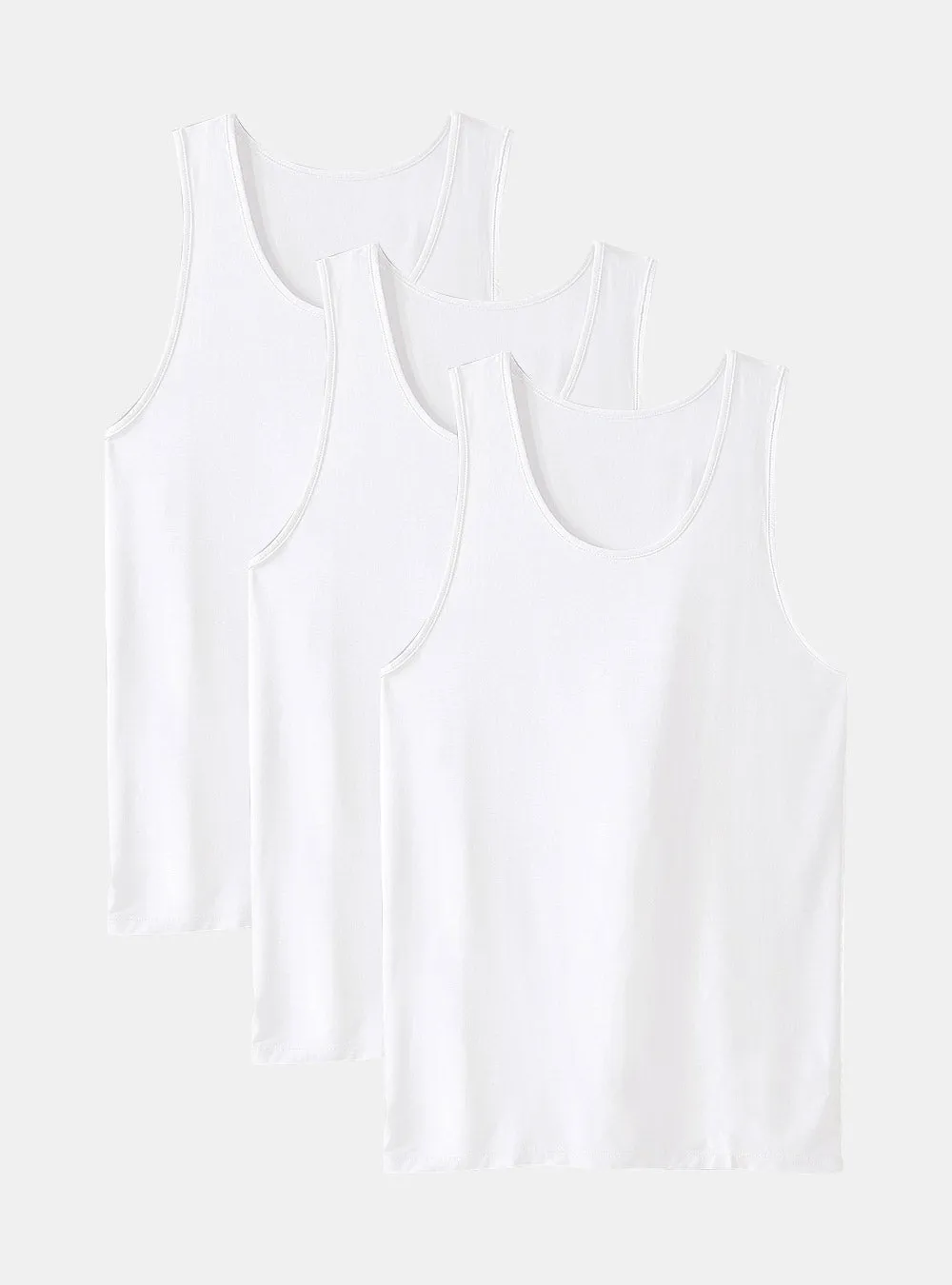 3 Packs Bamboo Rayon Crew Neck Tank Tops