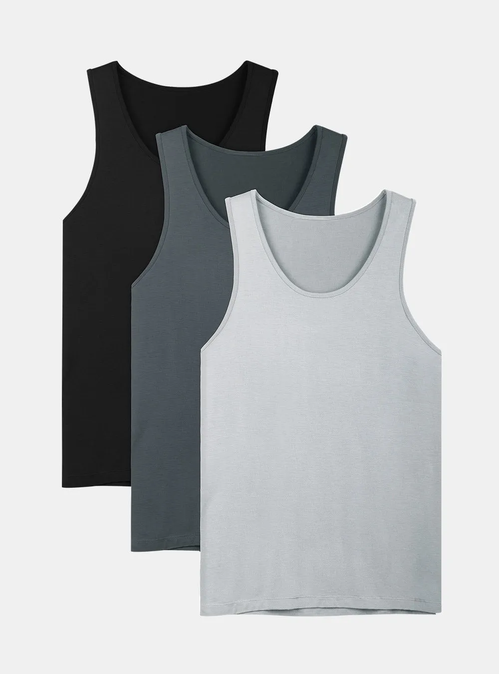 3 Packs Bamboo Rayon Crew Neck Tank Tops