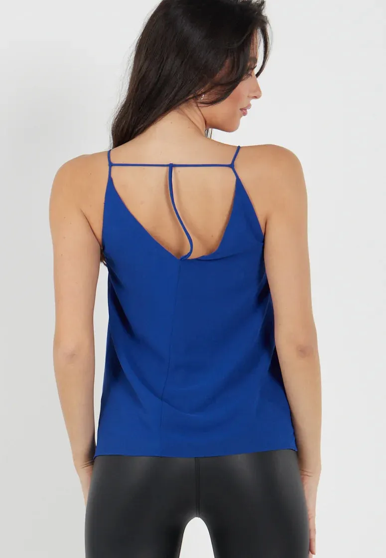 Blue Plain Strappy Cami Top