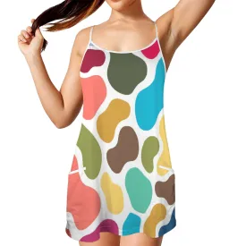 Colorful Giraffe Women's Double-Layered Camisole Dress