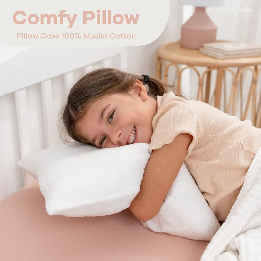 Comfy Cubs Toddler Pillow with Soft Muslin Cotton Pillowcase