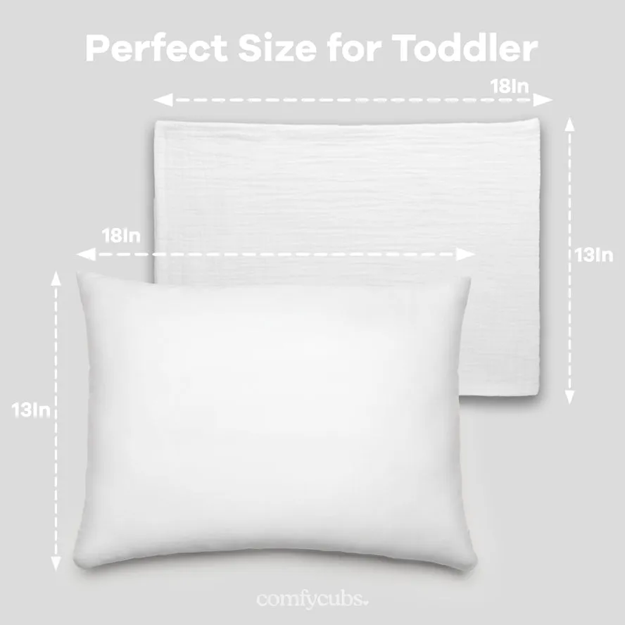 Comfy Cubs Toddler Pillow with Soft Muslin Cotton Pillowcase