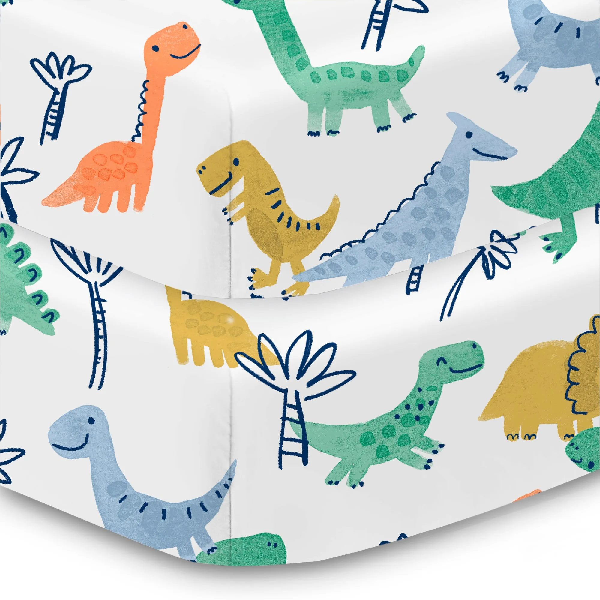 Cotton Percale Fitted Sheet, For 52" x 28"/132 x 71 cm Crib & Toddler Bed Mattress, Roar (2-Pack)