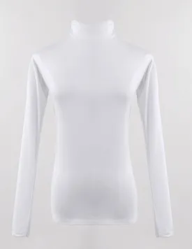 Cotton Undershirt Mock Neck- White