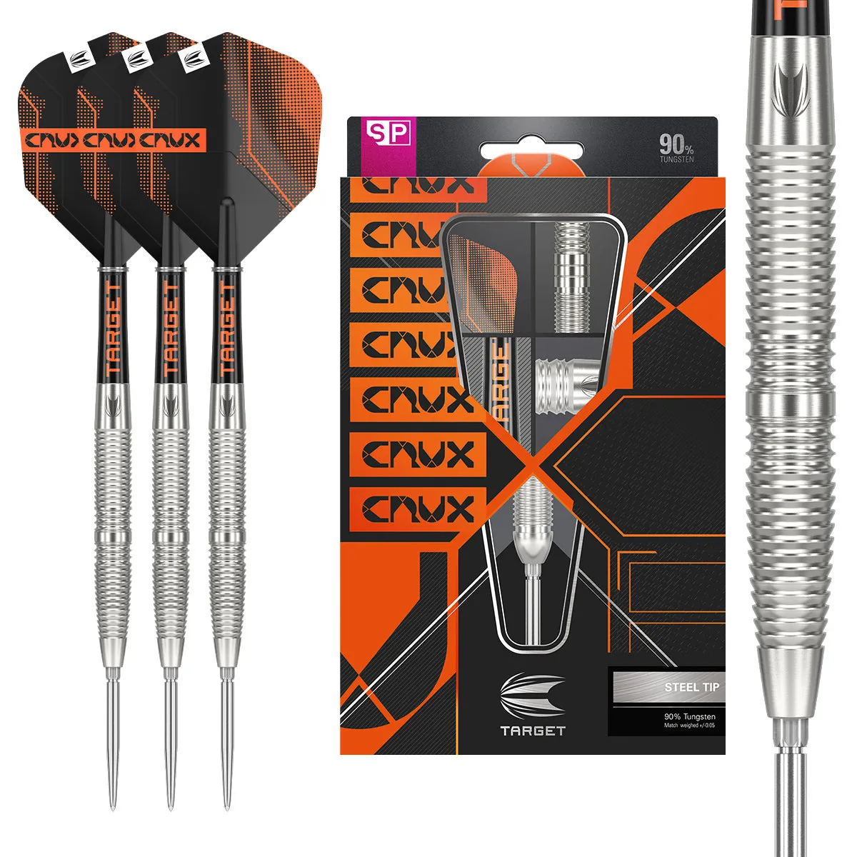 Crux 02 90% Tungsten Swiss Point Steel Tip Darts by Target