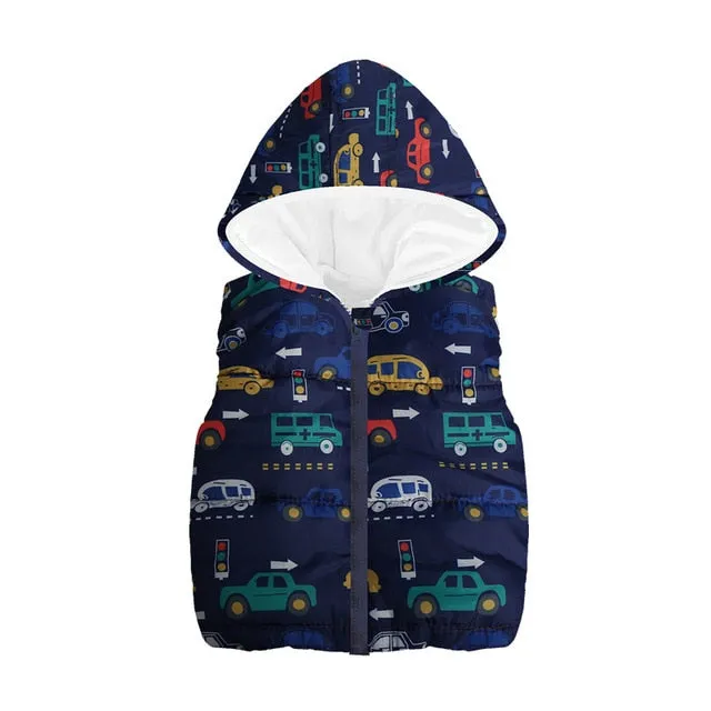 Cute Cartoon Printed Outerwear Vest &Coats For Kids