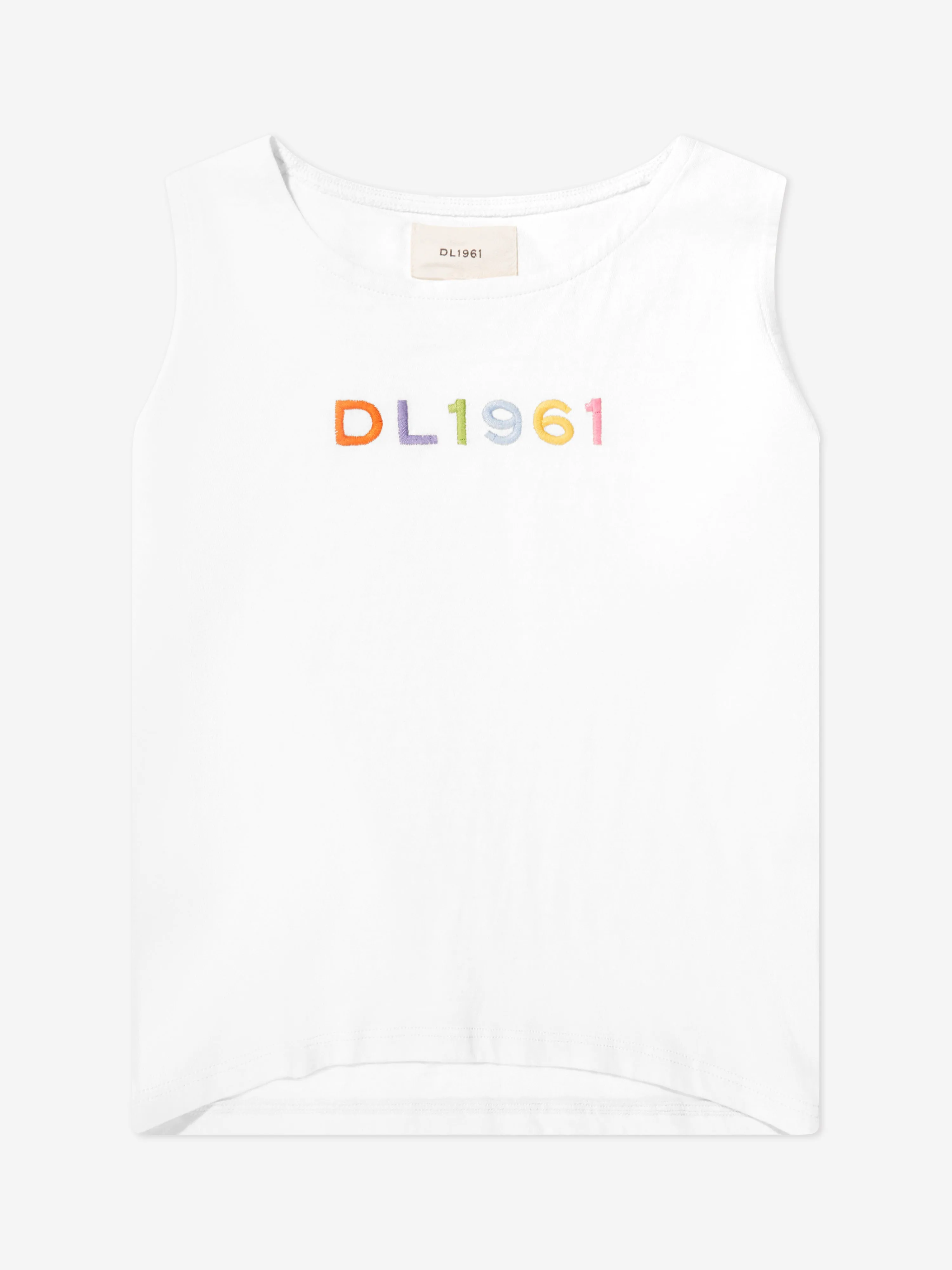 DL1961 Girls Marcie Logo Tank Top in White