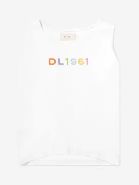 DL1961 Girls Marcie Logo Tank Top in White