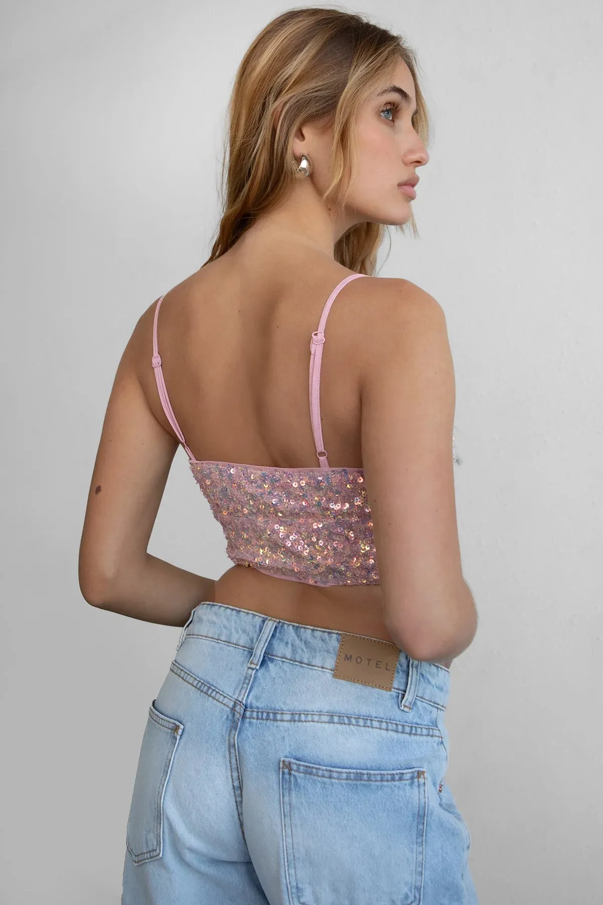 Fleurty Sequin Cami Top Pink