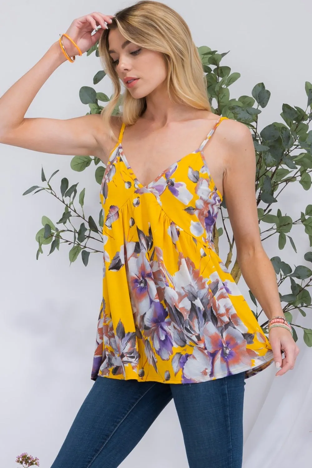 Full Size Floral V-Neck Cami