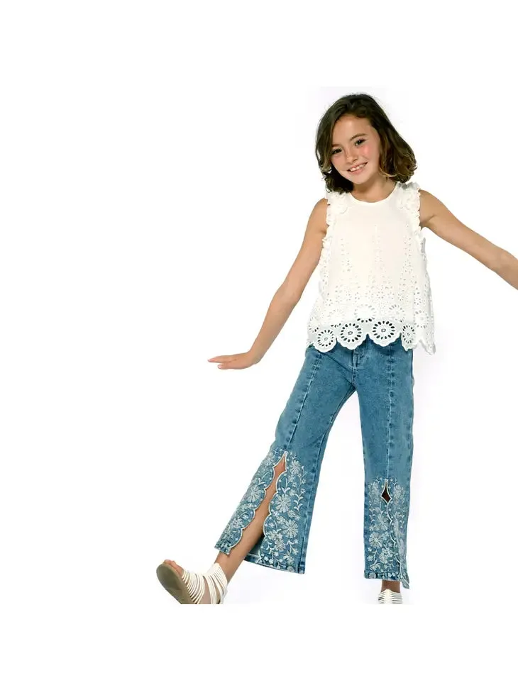 GBY White Eyelet Tank Top Tween