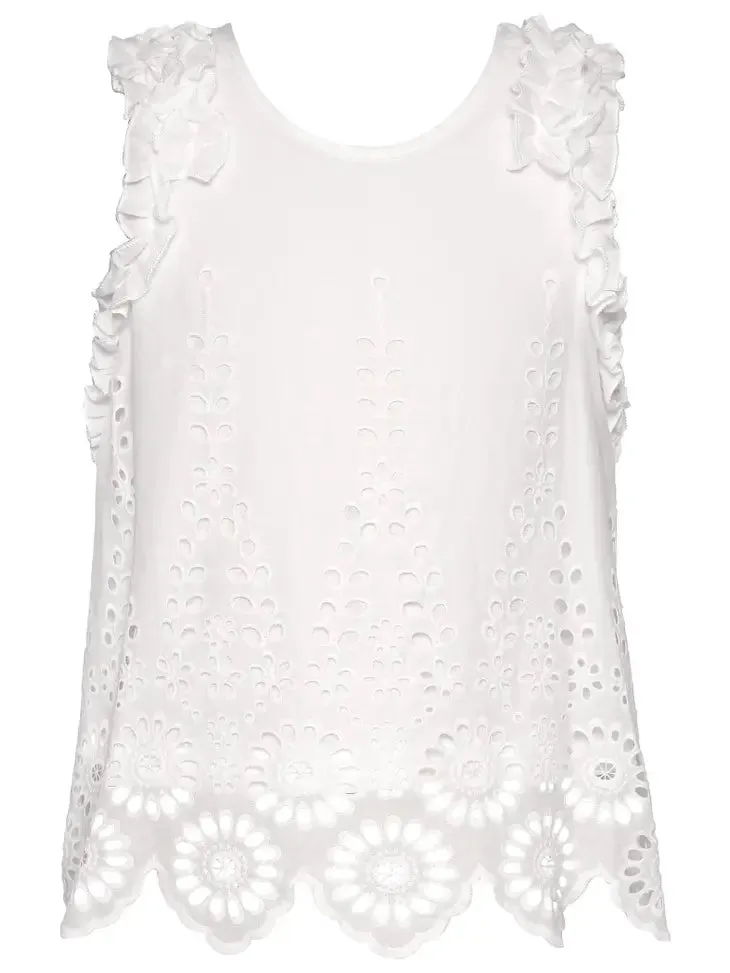 GBY White Eyelet Tank Top Tween