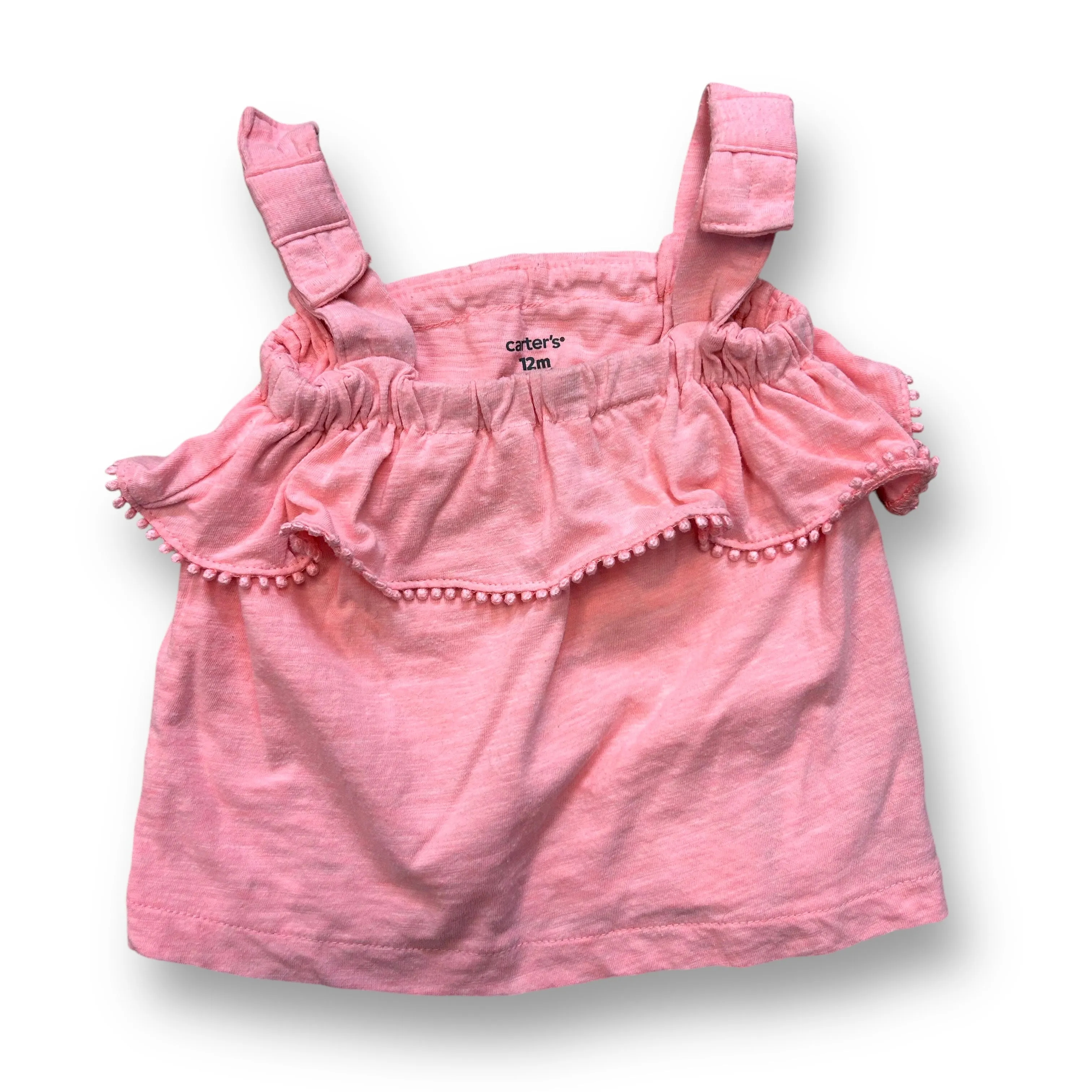 Girls Carter's Size 12 Months Pink Ruffle Tank Top