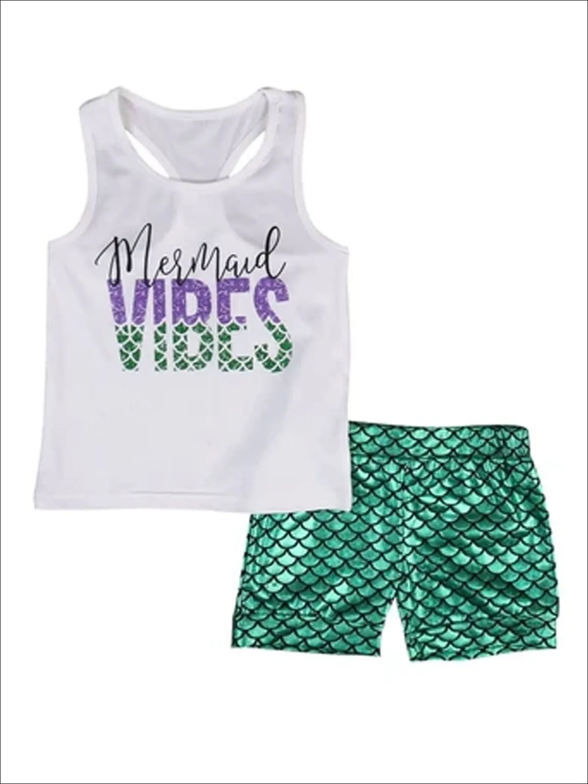 Girls Mermaid Vibes Tank Top And Short Set