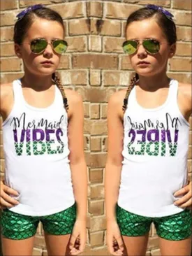 Girls Mermaid Vibes Tank Top And Short Set