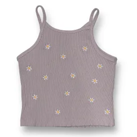 Girls Zara Size 11/12 Lilac Daisy Ribbed Crop Tank Top