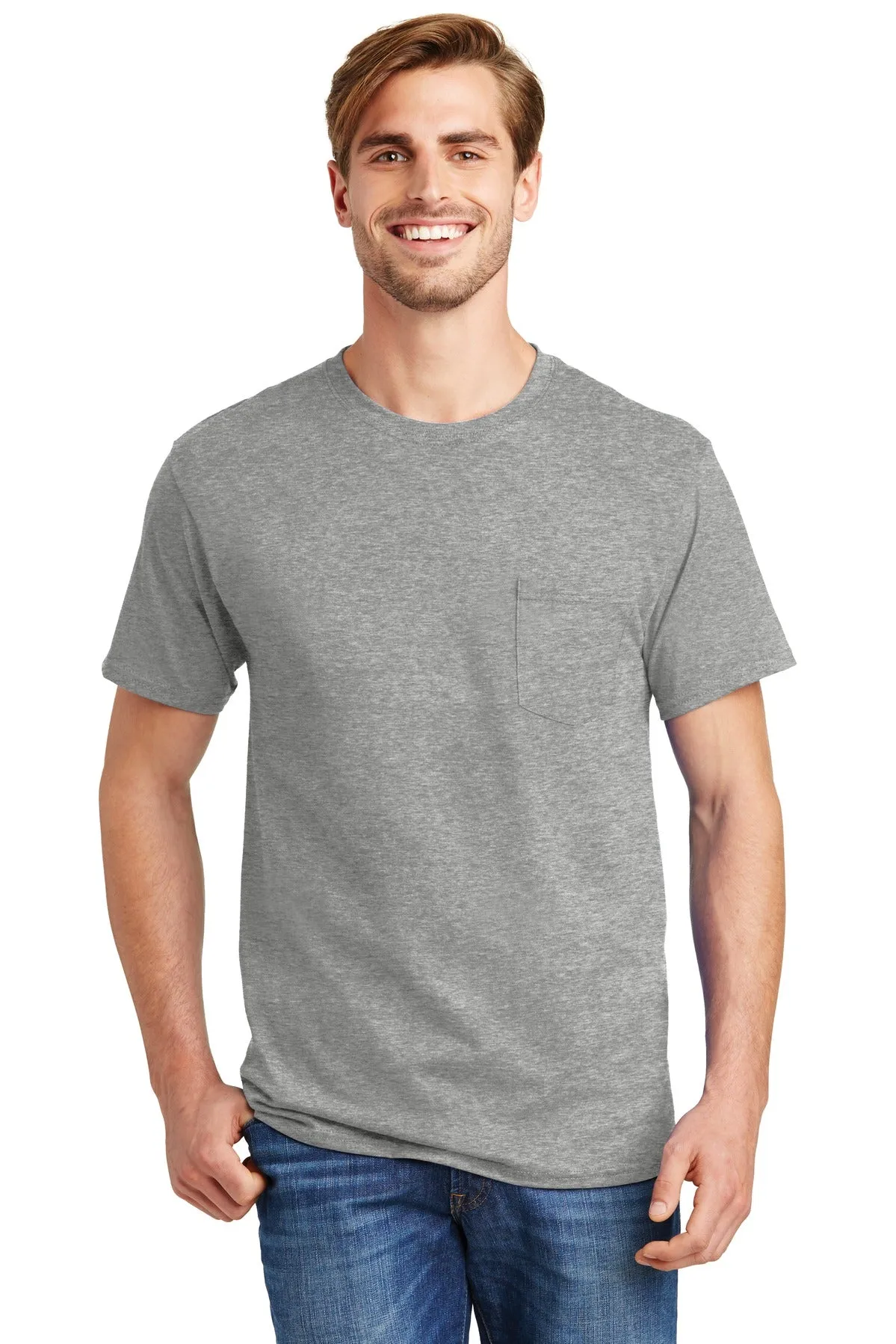 Hanes® - Authentic 100%  Cotton T-Shirt with Pocket.  5590