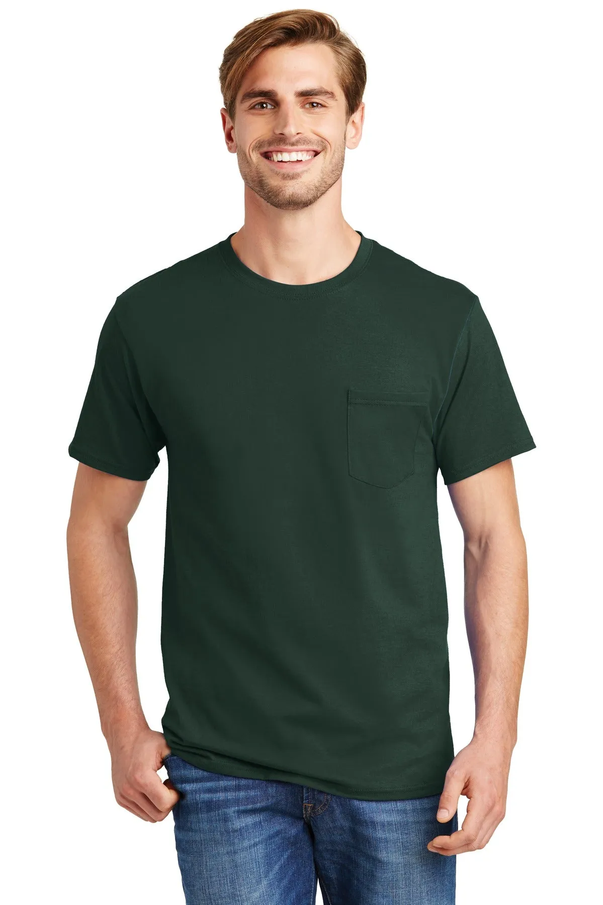 Hanes® - Authentic 100%  Cotton T-Shirt with Pocket.  5590