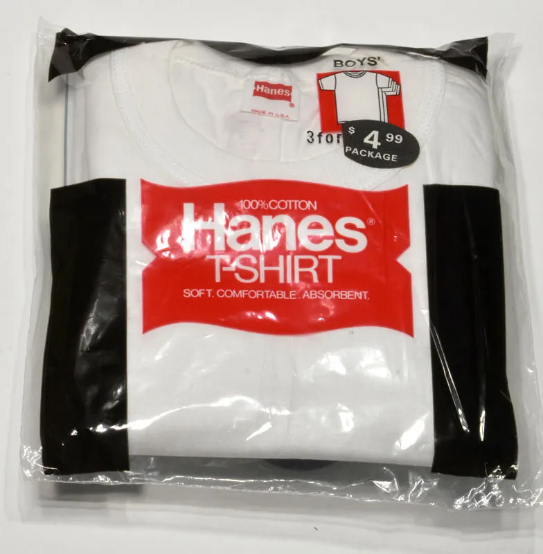 Hanes "Vintage" Classic Boy's Crew Neck Undershirt/White- 3 Pack