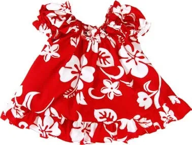 Hibiscus Paradise Infant Toddler Top with Bloomers in Red