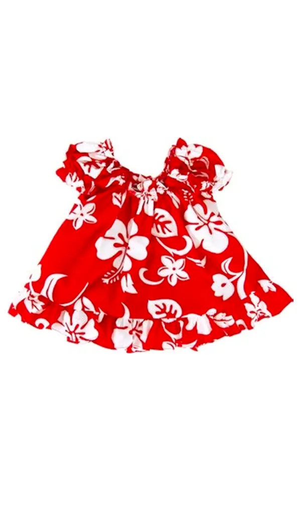 Hibiscus Paradise Infant Toddler Top with Bloomers in Red