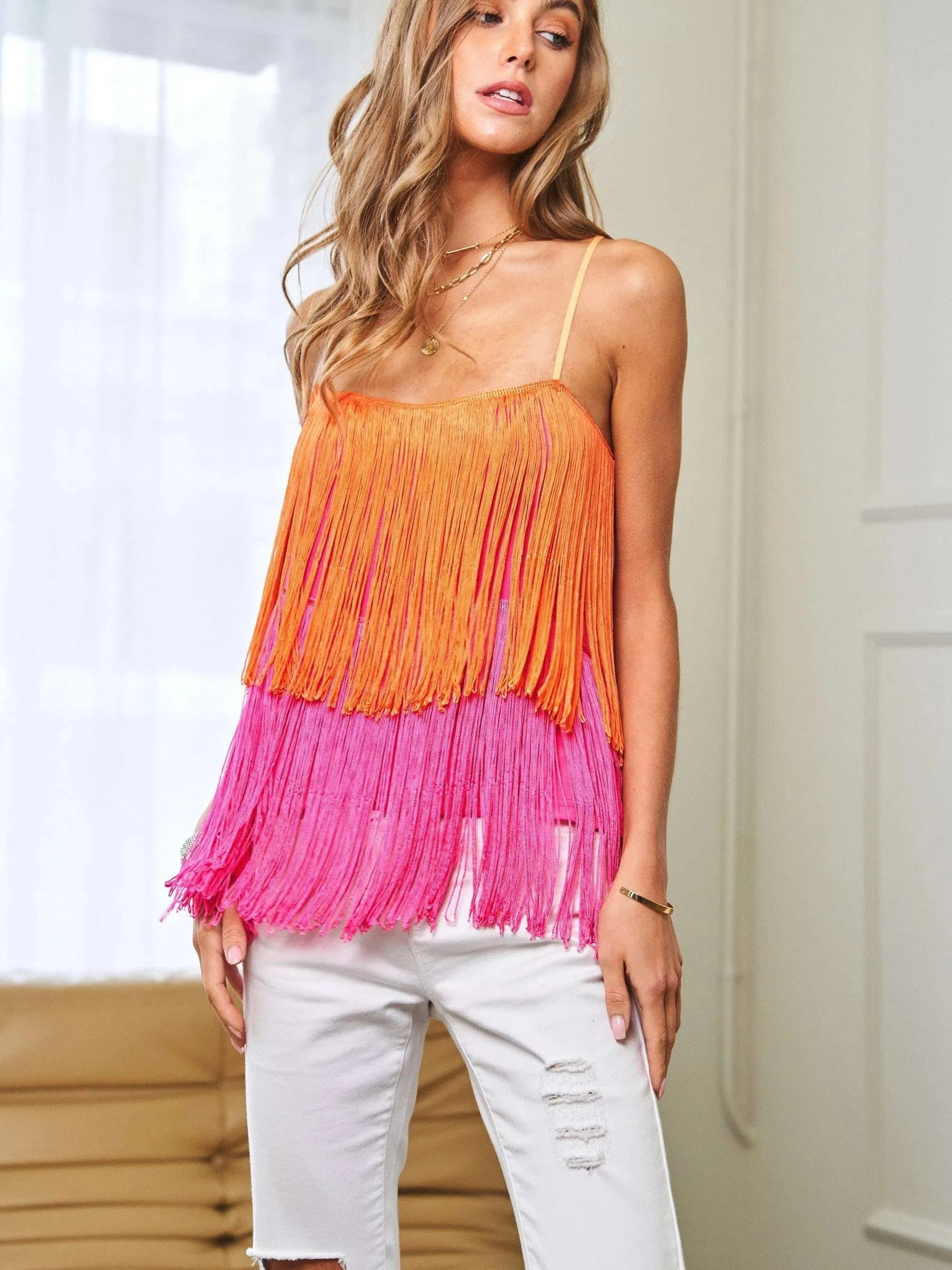 I am the Light in my Life Fringe Overlay Cami Top