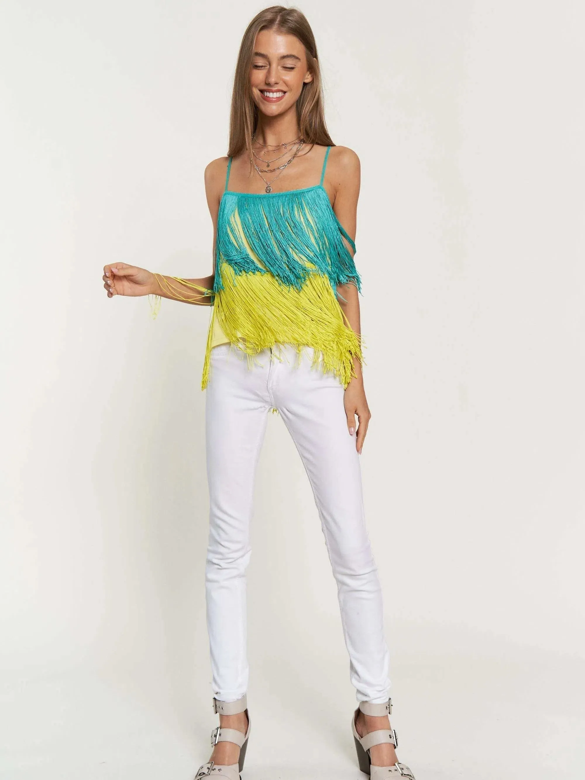 I am the Light in my Life Fringe Overlay Cami Top