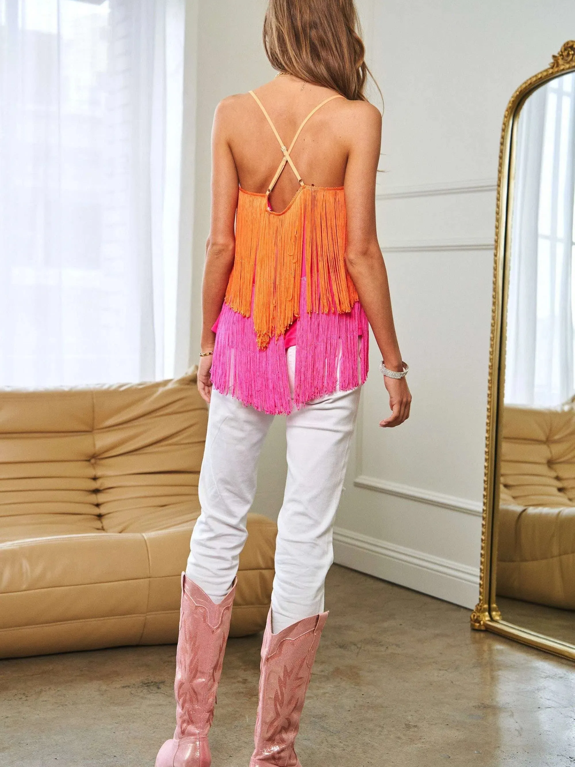 I am the Light in my Life Fringe Overlay Cami Top