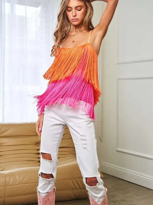 I am the Light in my Life Fringe Overlay Cami Top