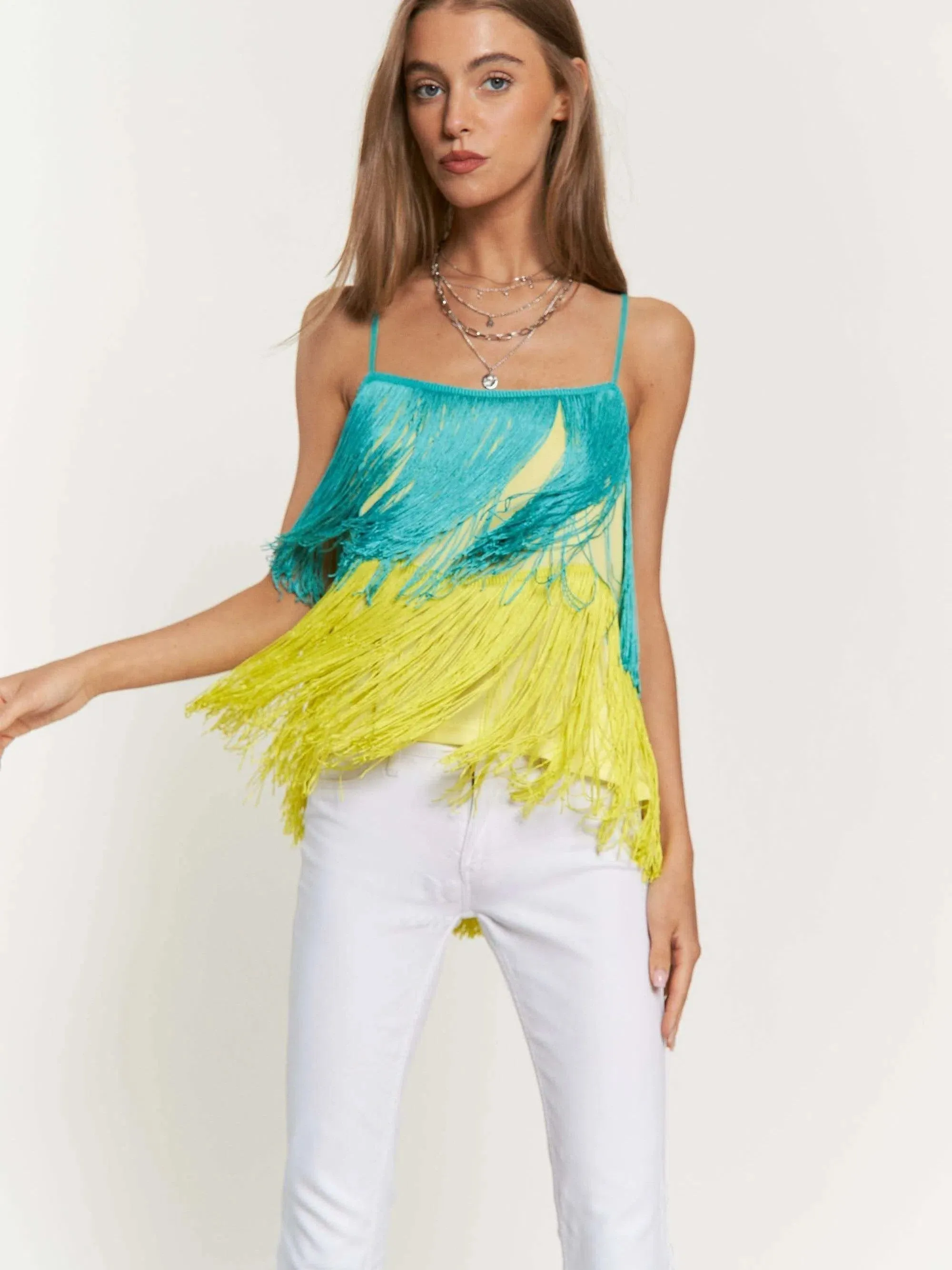 I am the Light in my Life Fringe Overlay Cami Top