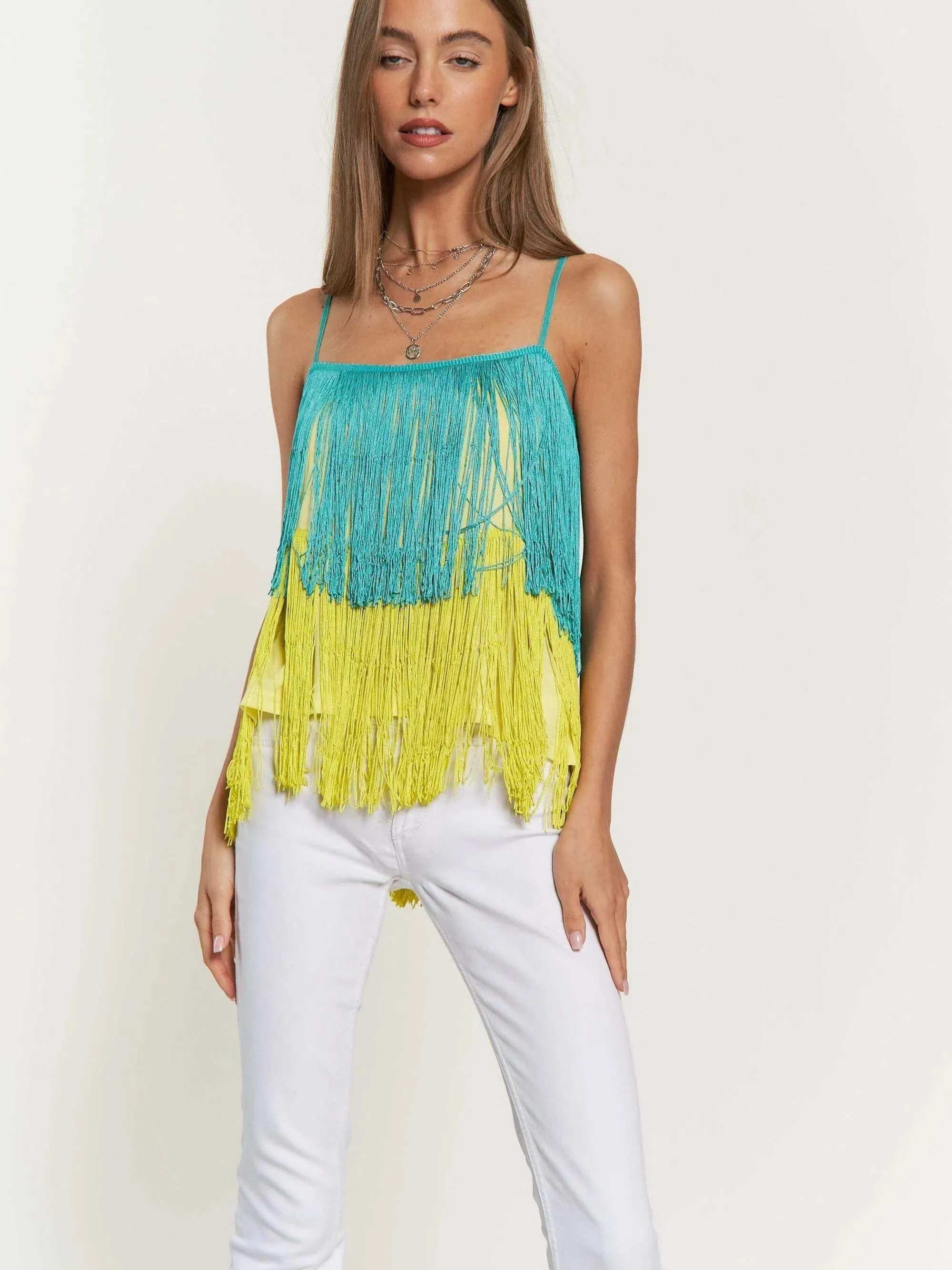 I am the Light in my Life Fringe Overlay Cami Top