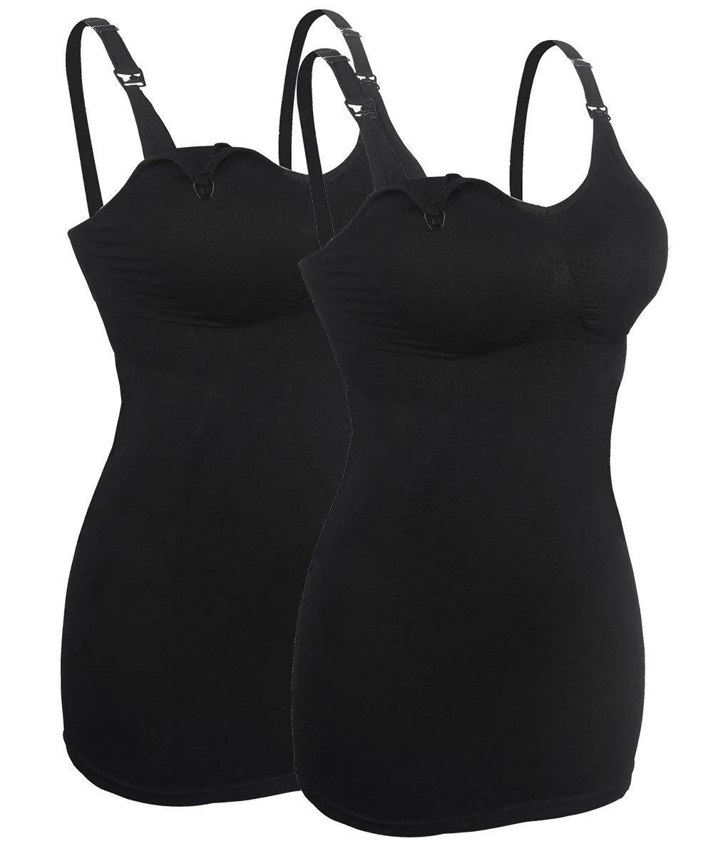 iLoveSIA 2PACK Womens Seamless Maternity Cami Tank Top Build-in Nursing Bra