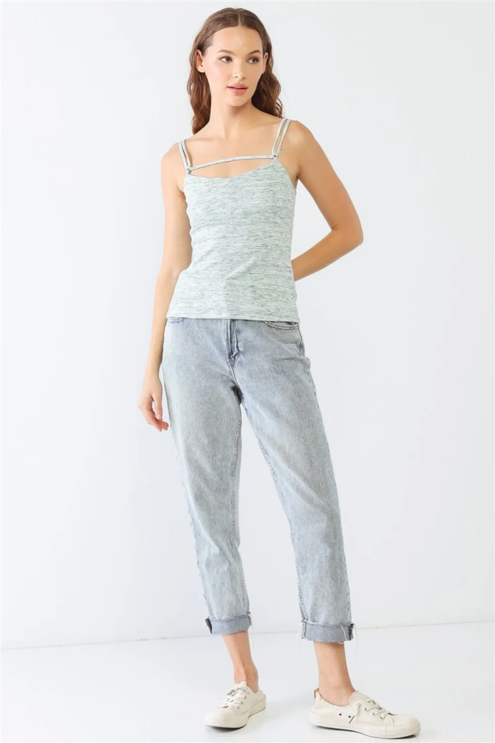 Le Lis Heathered Ribbed Adjustable Strap Cami