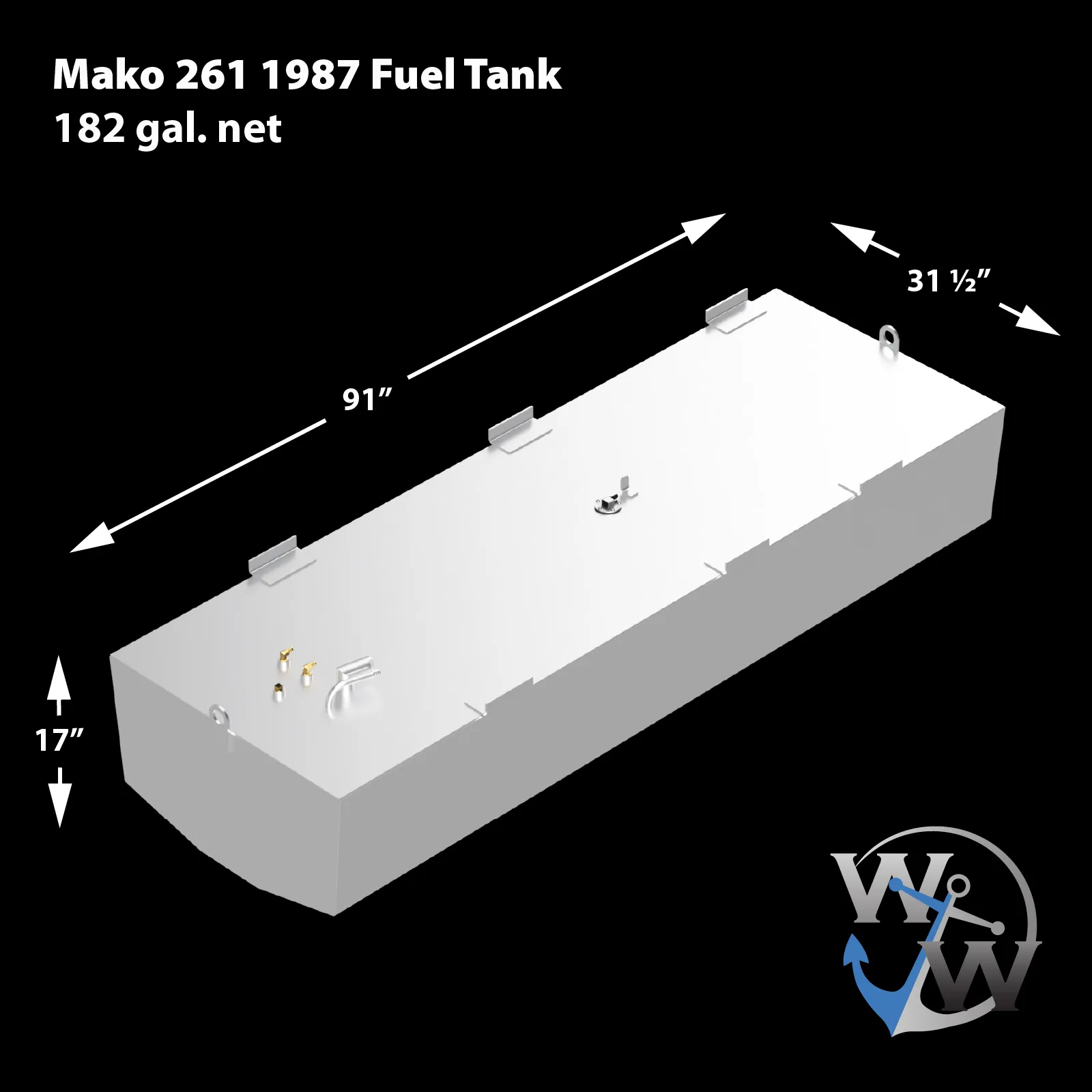 Mako 261 Modified Version - Fuel (182 gal.)   Water (23 gal.) Tanks Combo