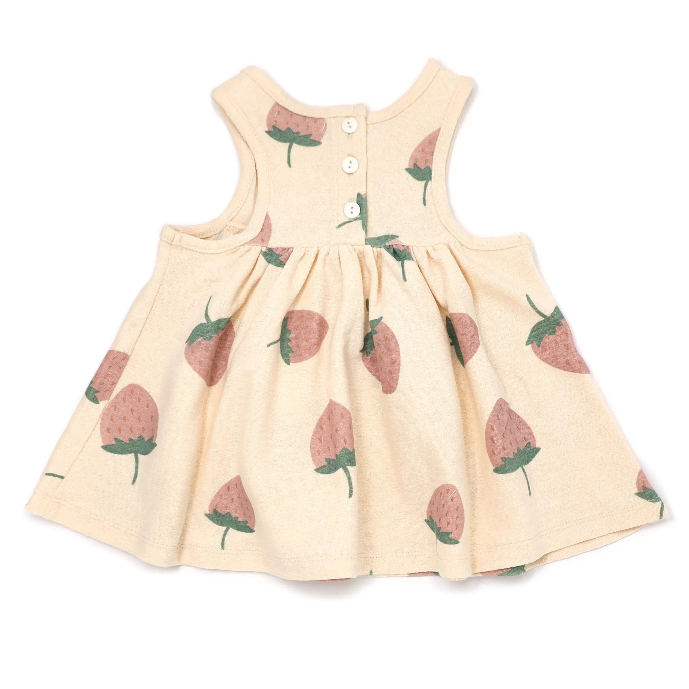 oh baby! Cotton Terry Tank Dress - Strawberry Print - Natural