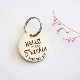 Personalised Silver 'Hello' Design Animal ID Tag