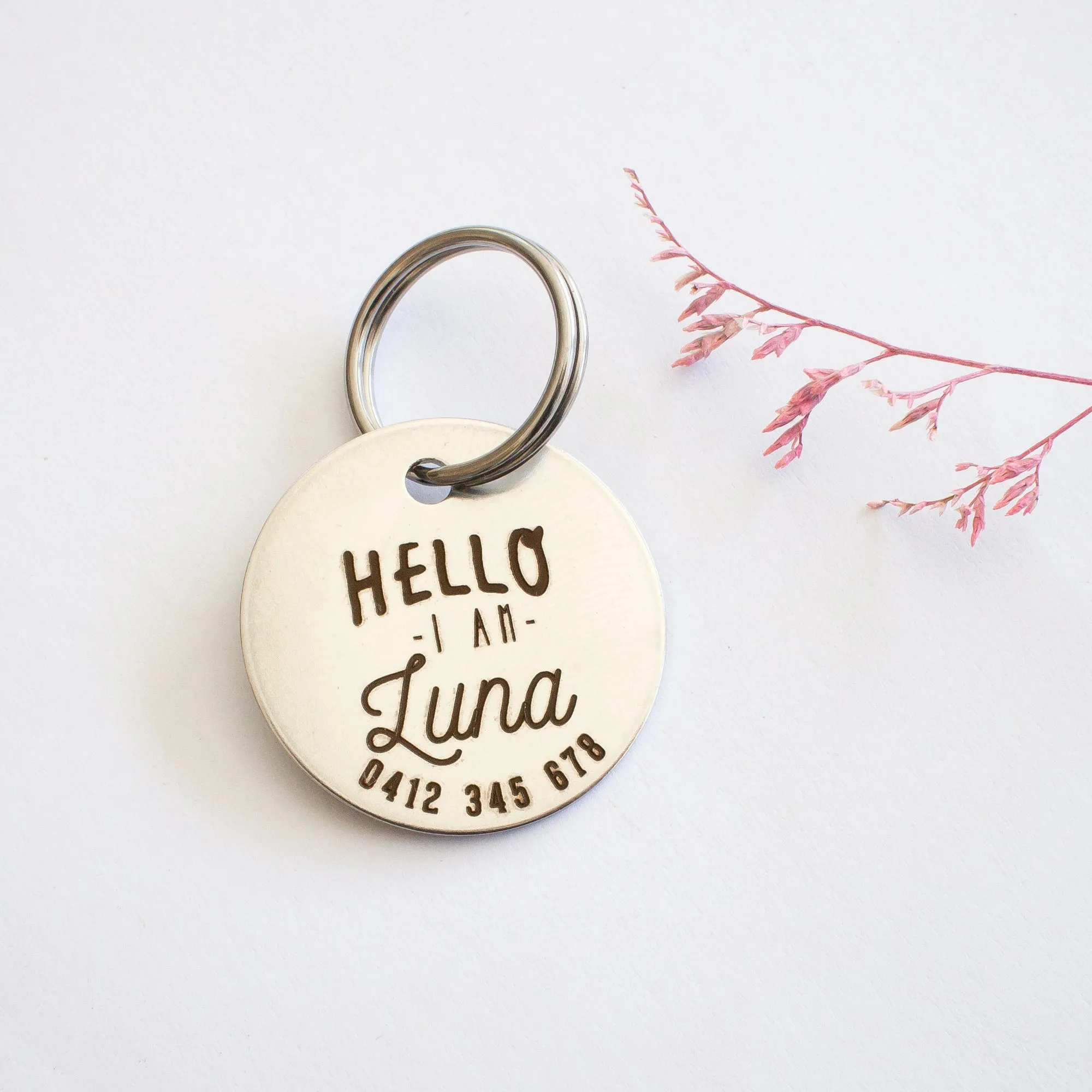 Personalised Silver 'Hello' Design Animal ID Tag