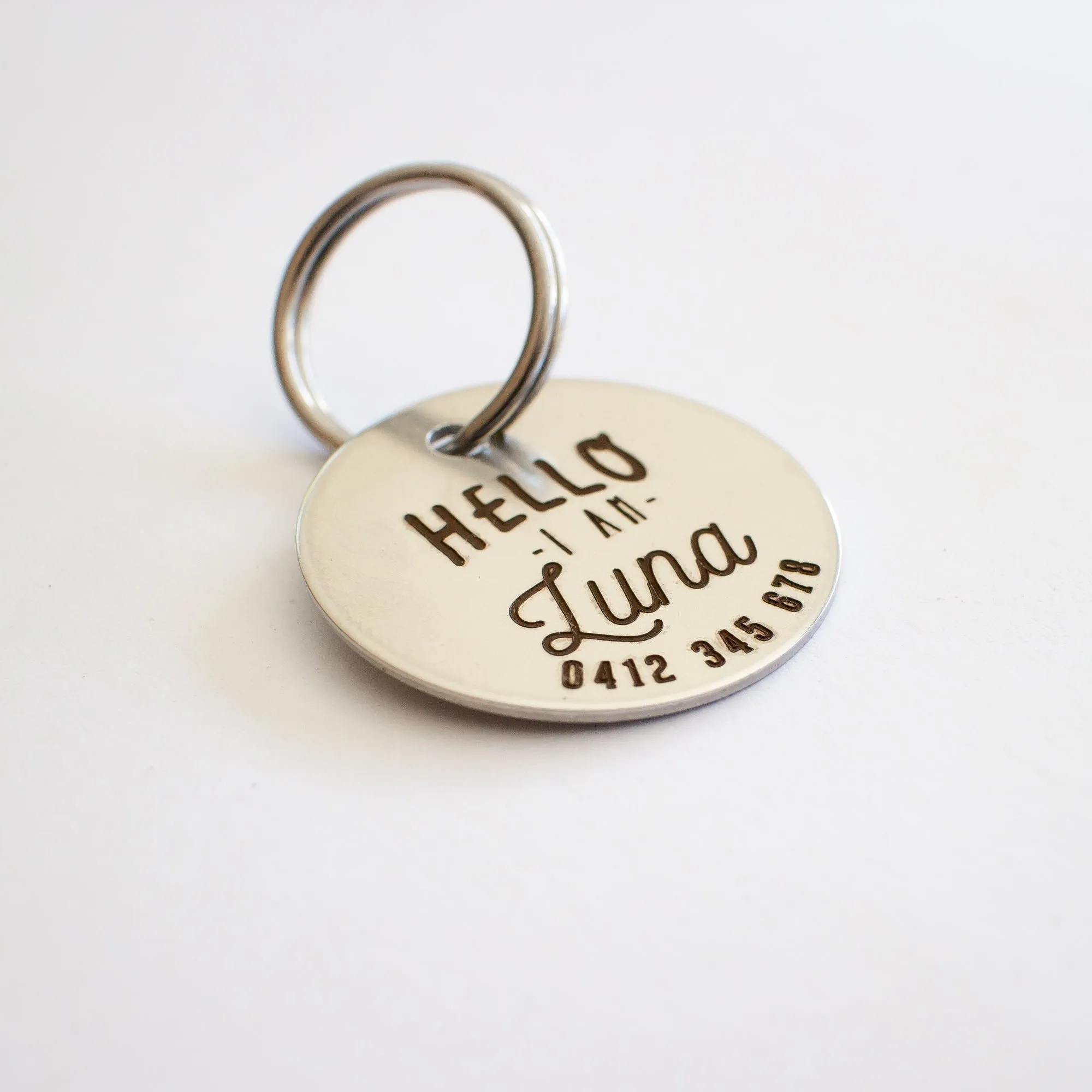 Personalised Silver 'Hello' Design Animal ID Tag