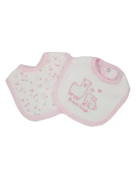 Pink "Sweet Hugs" Little Llama & Bunny Bib 2 Pack