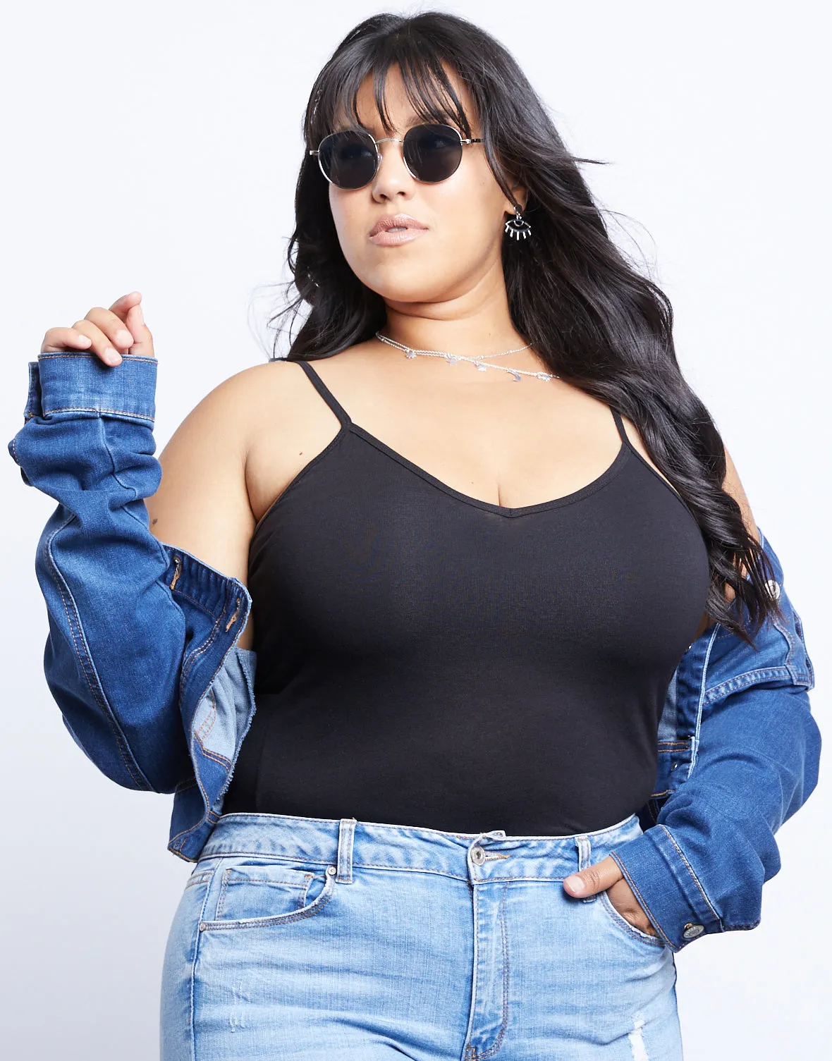 Plus Size V-neck Basic Cami