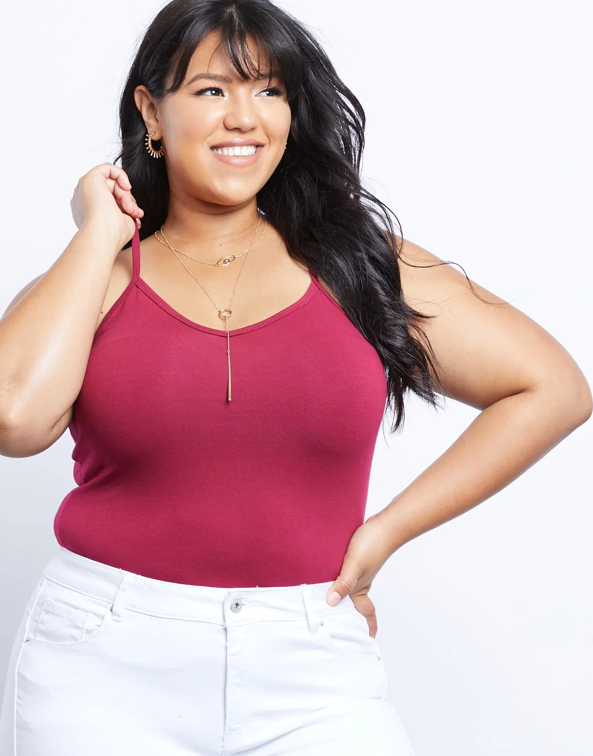 Plus Size V-neck Basic Cami