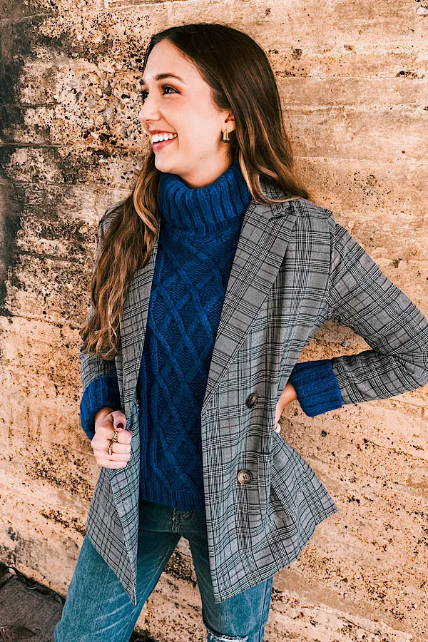 Preptastic Grey Plaid Blazer