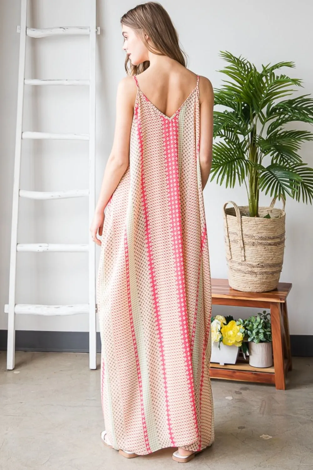 Printed Maxi Cami Dress with Pockets