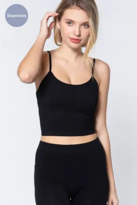 Round Neck Crop Rib Seamless Cami