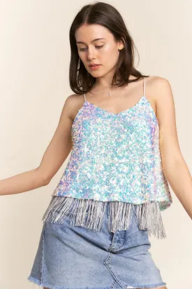 Sequin Tassel Hem Flowy Cami