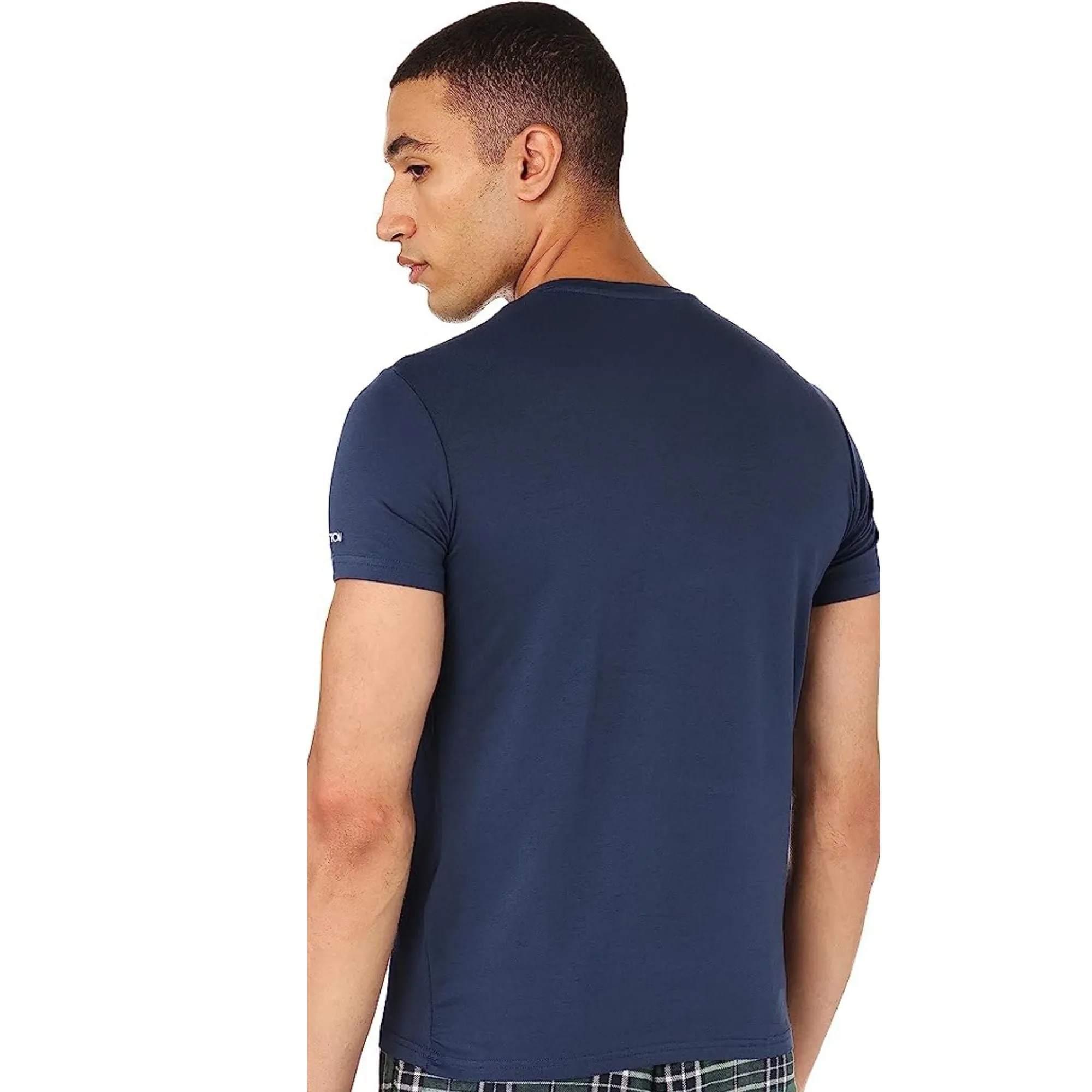 Short Sleeves Undershirt For Men Requral Fit - Navy Blue