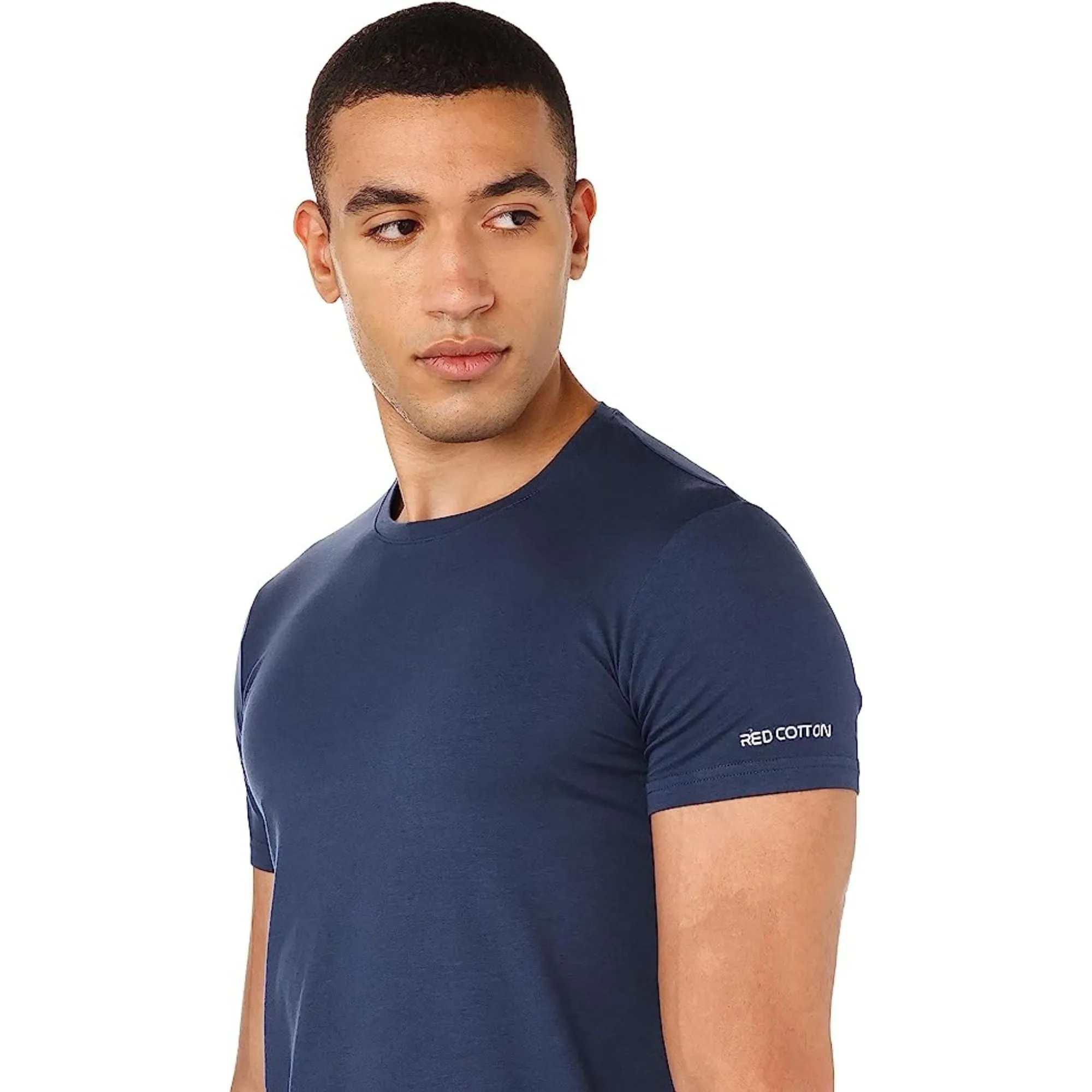 Short Sleeves Undershirt For Men Requral Fit - Navy Blue